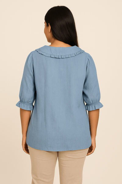 Ashford | Amelie Cotton - Linen Shirt – Soft Ruffle Detail - Ashford London Clothing