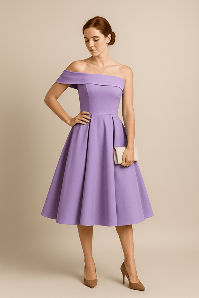 ASHFORD | Anna Women's Off - Shoulder A - Line Dress - Elegant Fit - Formal Wear - Ashford London Clothing