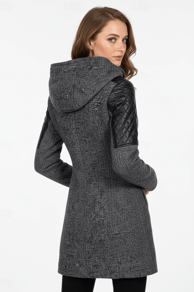 Ashford | Annabel – Women’s Tailored Jacket with Quilted Sleeves & Asymmetrical Zip Hooded Design - Ashford London Clothing