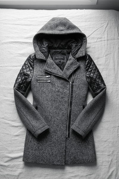 Ashford | Annabel – Women’s Tailored Jacket with Quilted Sleeves & Asymmetrical Zip Hooded Design - Ashford London Clothing