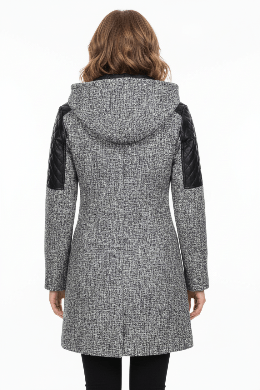 Ashford | Annabel – Women’s Tailored Jacket with Quilted Sleeves & Asymmetrical Zip Hooded Design - Ashford London Clothing