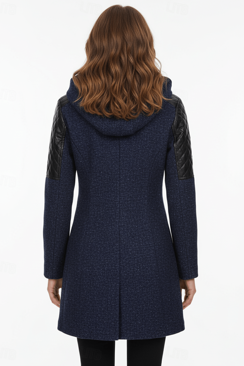 Ashford | Annabel – Women’s Tailored Jacket with Quilted Sleeves & Asymmetrical Zip Hooded Design - Ashford London Clothing