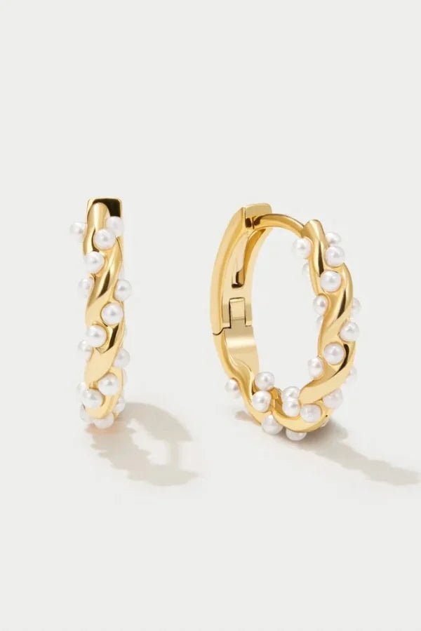 Ashford | Ariana – Elegant Pearl Accent Gold Hoop Earrings - Ashford London Clothing
