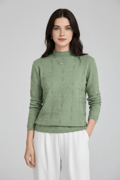 Ashford | Aroa – Women’s Textured Knit Sweater with Mock Neck and Slim Fit - Ashford London Clothing