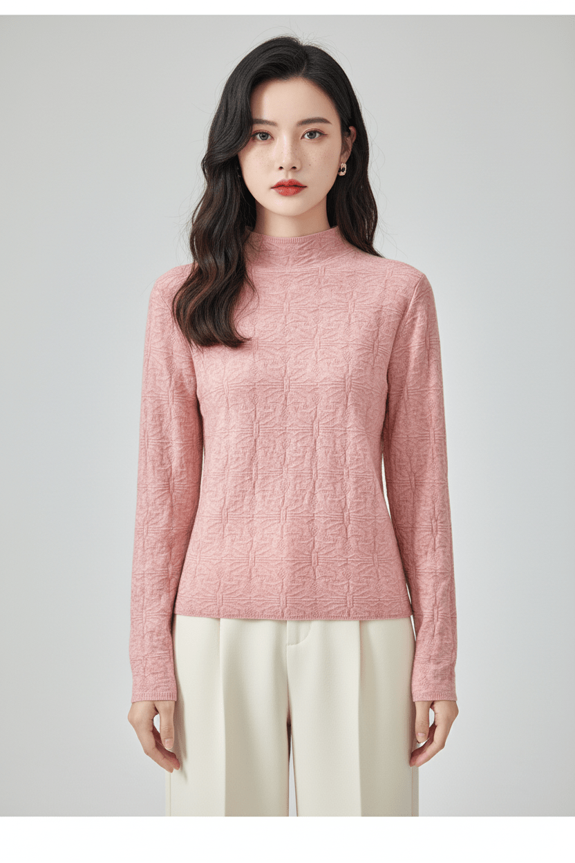 Ashford | Aroa – Women’s Textured Knit Sweater with Mock Neck and Slim Fit - Ashford London Clothing