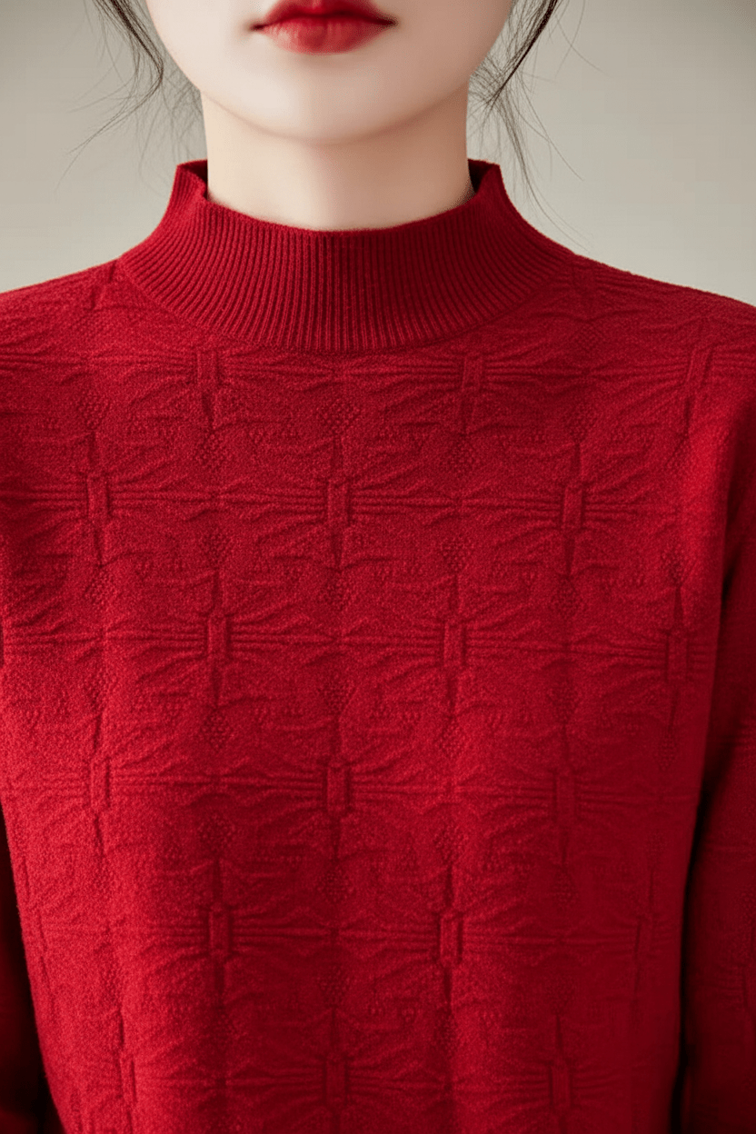 Ashford | Aroa – Women’s Textured Knit Sweater with Mock Neck and Slim Fit - Ashford London Clothing