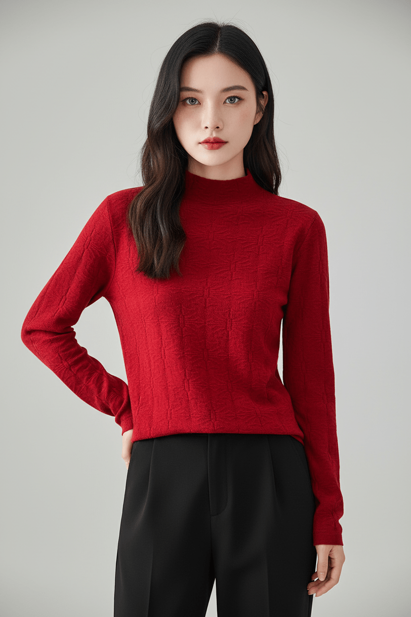 Ashford | Aroa – Women’s Textured Knit Sweater with Mock Neck and Slim Fit - Ashford London Clothing