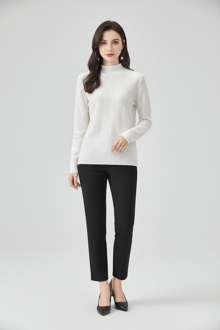 Ashford | Aroa – Women’s Textured Knit Sweater with Mock Neck and Slim Fit - Ashford London Clothing