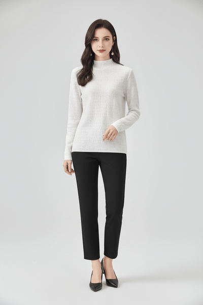 Ashford | Aroa – Women’s Textured Knit Sweater with Mock Neck and Slim Fit - Ashford London Clothing