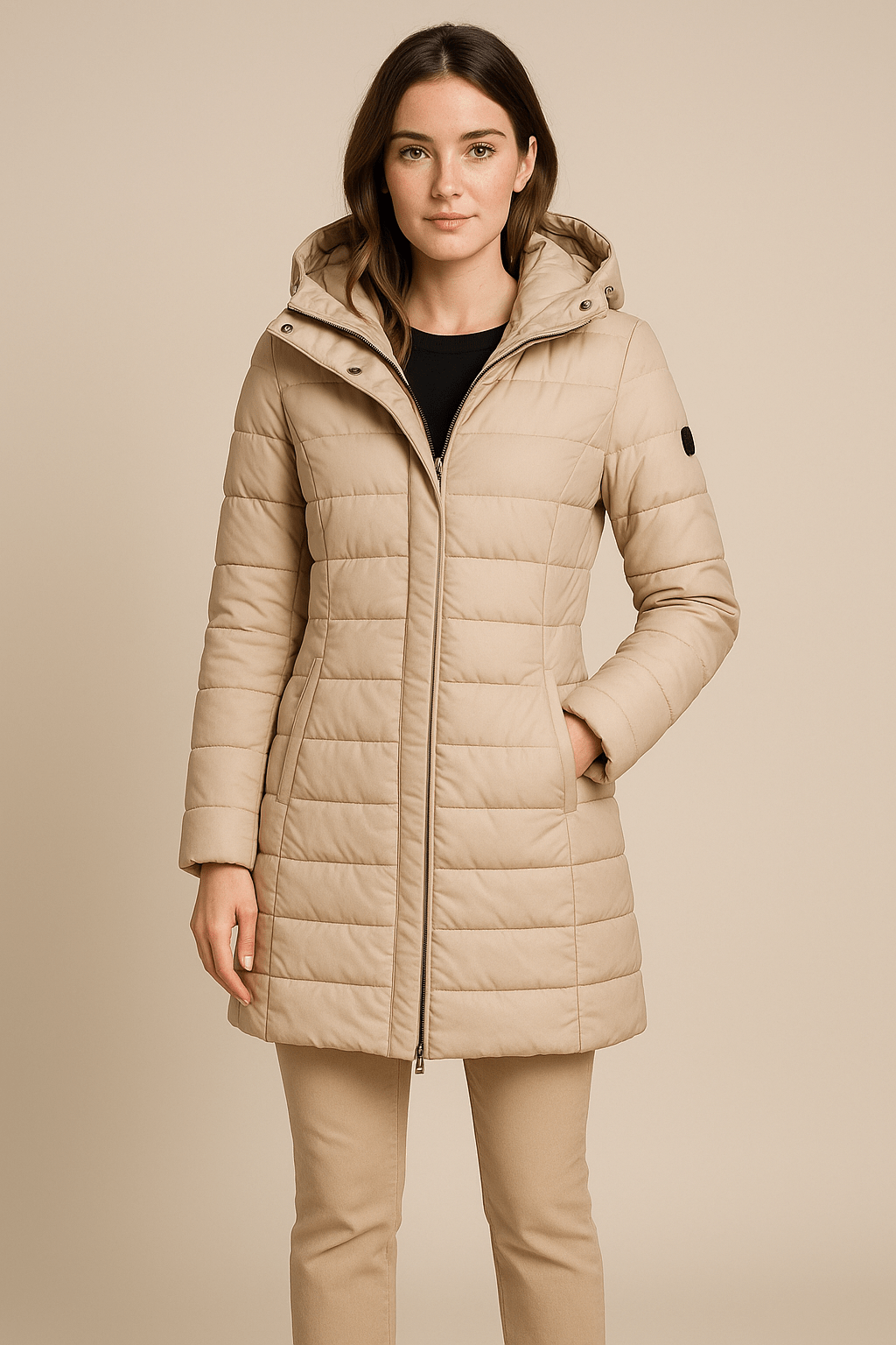 Ashford | Aspen – Women’s Slim Fit Quilted Long Puffer Jacket with Detachable Hood - Ashford London Clothing