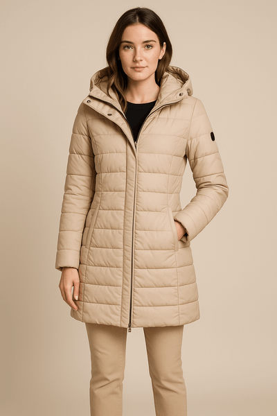 Ashford | Aspen – Women’s Slim Fit Quilted Long Puffer Jacket with Detachable Hood - Ashford London Clothing