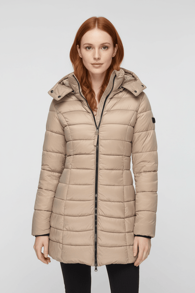 Ashford | Aspen – Women’s Slim Fit Quilted Long Puffer Jacket with Detachable Hood - Ashford London Clothing
