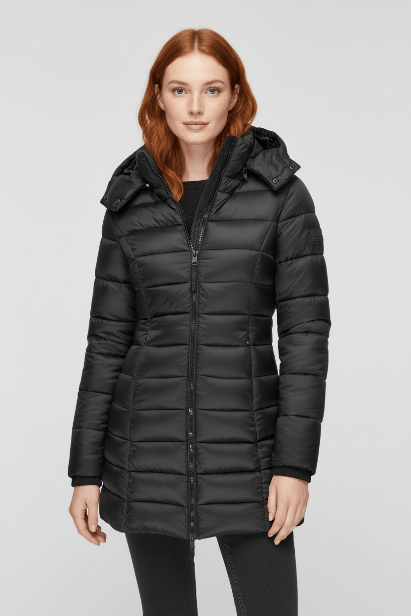 Ashford | Aspen – Women’s Slim Fit Quilted Long Puffer Jacket with Detachable Hood - Ashford London Clothing