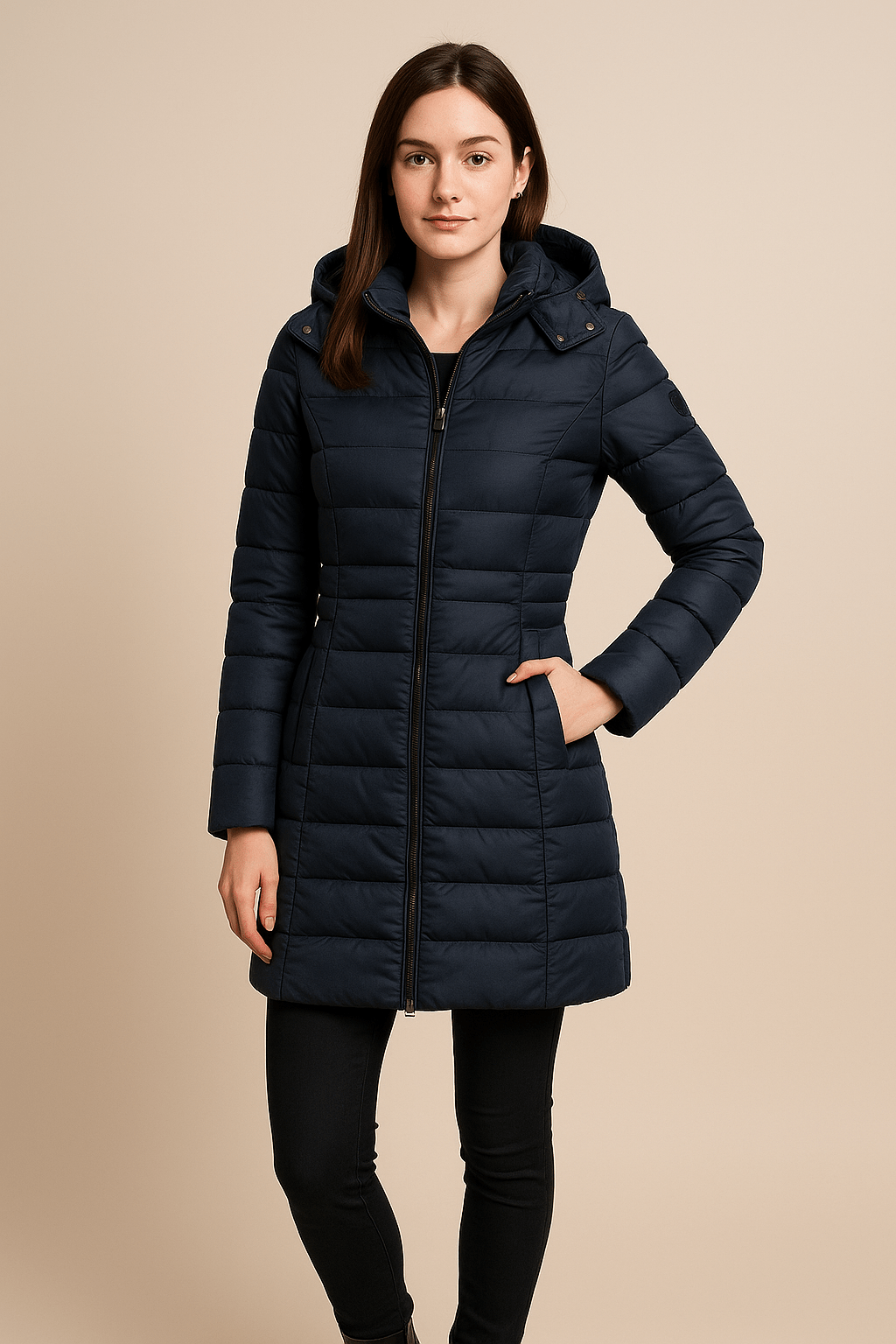 Ashford | Aspen – Women’s Slim Fit Quilted Long Puffer Jacket with Detachable Hood - Ashford London Clothing