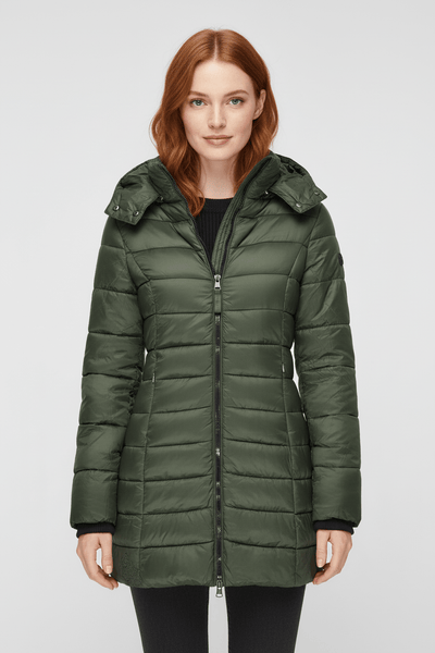 Ashford | Aspen – Women’s Slim Fit Quilted Long Puffer Jacket with Detachable Hood - Ashford London Clothing