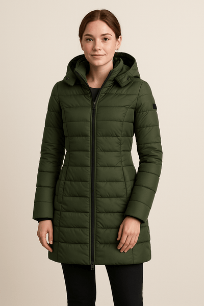 Ashford | Aspen – Women’s Slim Fit Quilted Long Puffer Jacket with Detachable Hood - Ashford London Clothing