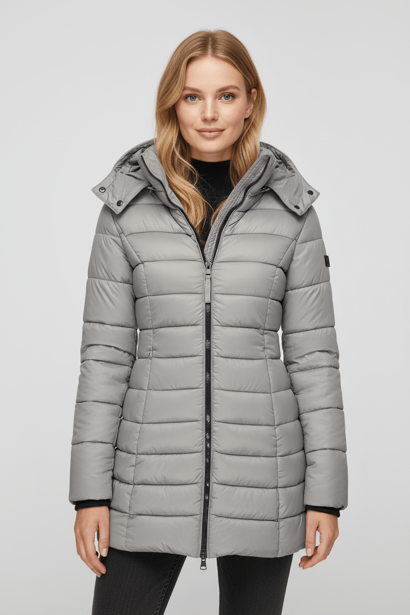 Ashford | Aspen – Women’s Slim Fit Quilted Long Puffer Jacket with Detachable Hood - Ashford London Clothing