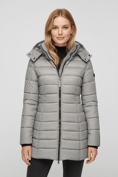 Ashford | Aspen – Women’s Slim Fit Quilted Long Puffer Jacket with Detachable Hood - Ashford London Clothing