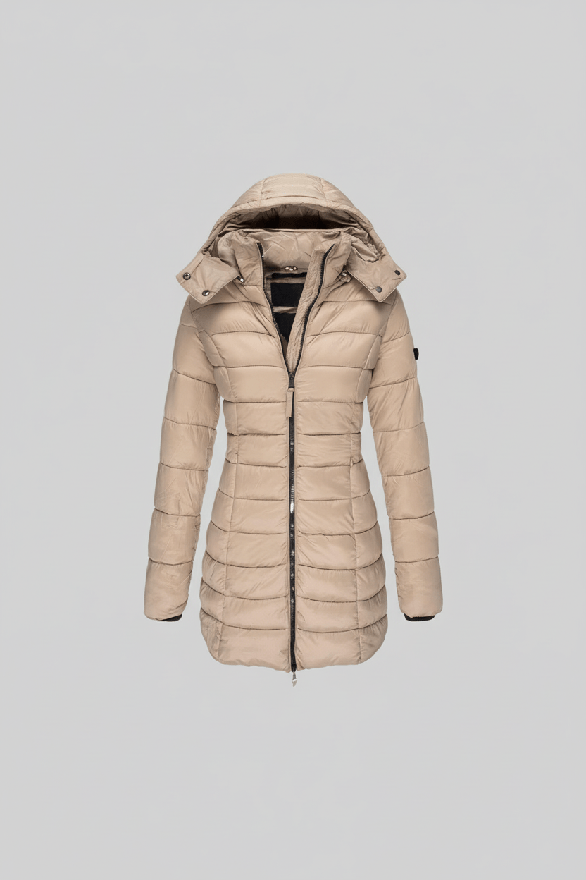 Ashford | Aspen – Women’s Slim Fit Quilted Long Puffer Jacket with Detachable Hood - Ashford London Clothing