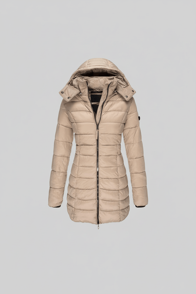 Ashford | Aspen – Women’s Slim Fit Quilted Long Puffer Jacket with Detachable Hood - Ashford London Clothing