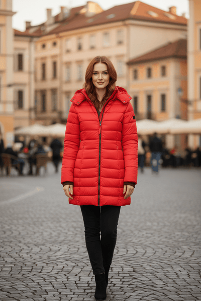 Ashford | Aspen – Women’s Slim Fit Quilted Long Puffer Jacket with Detachable Hood - Ashford London Clothing