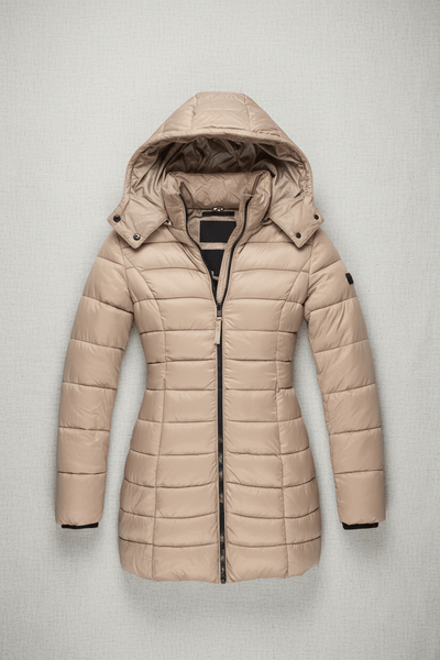 Ashford | Aspen – Women’s Slim Fit Quilted Long Puffer Jacket with Detachable Hood - Ashford London Clothing
