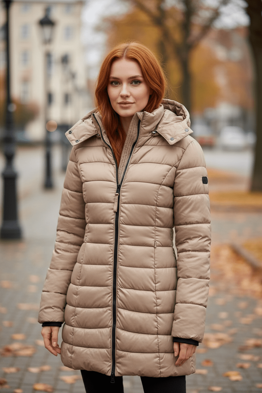 Ashford | Aspen – Women’s Slim Fit Quilted Long Puffer Jacket with Detachable Hood - Ashford London Clothing