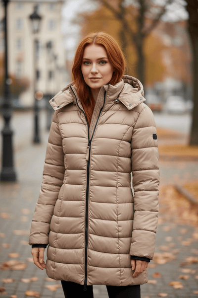 Ashford | Aspen – Women’s Slim Fit Quilted Long Puffer Jacket with Detachable Hood - Ashford London Clothing