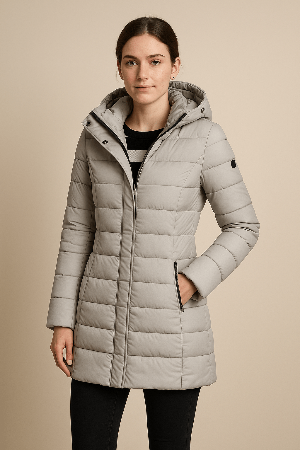 Ashford | Aspen – Women’s Slim Fit Quilted Long Puffer Jacket with Detachable Hood - Ashford London Clothing