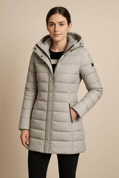Ashford | Aspen – Women’s Slim Fit Quilted Long Puffer Jacket with Detachable Hood - Ashford London Clothing