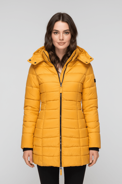 Ashford | Aspen – Women’s Slim Fit Quilted Long Puffer Jacket with Detachable Hood - Ashford London Clothing