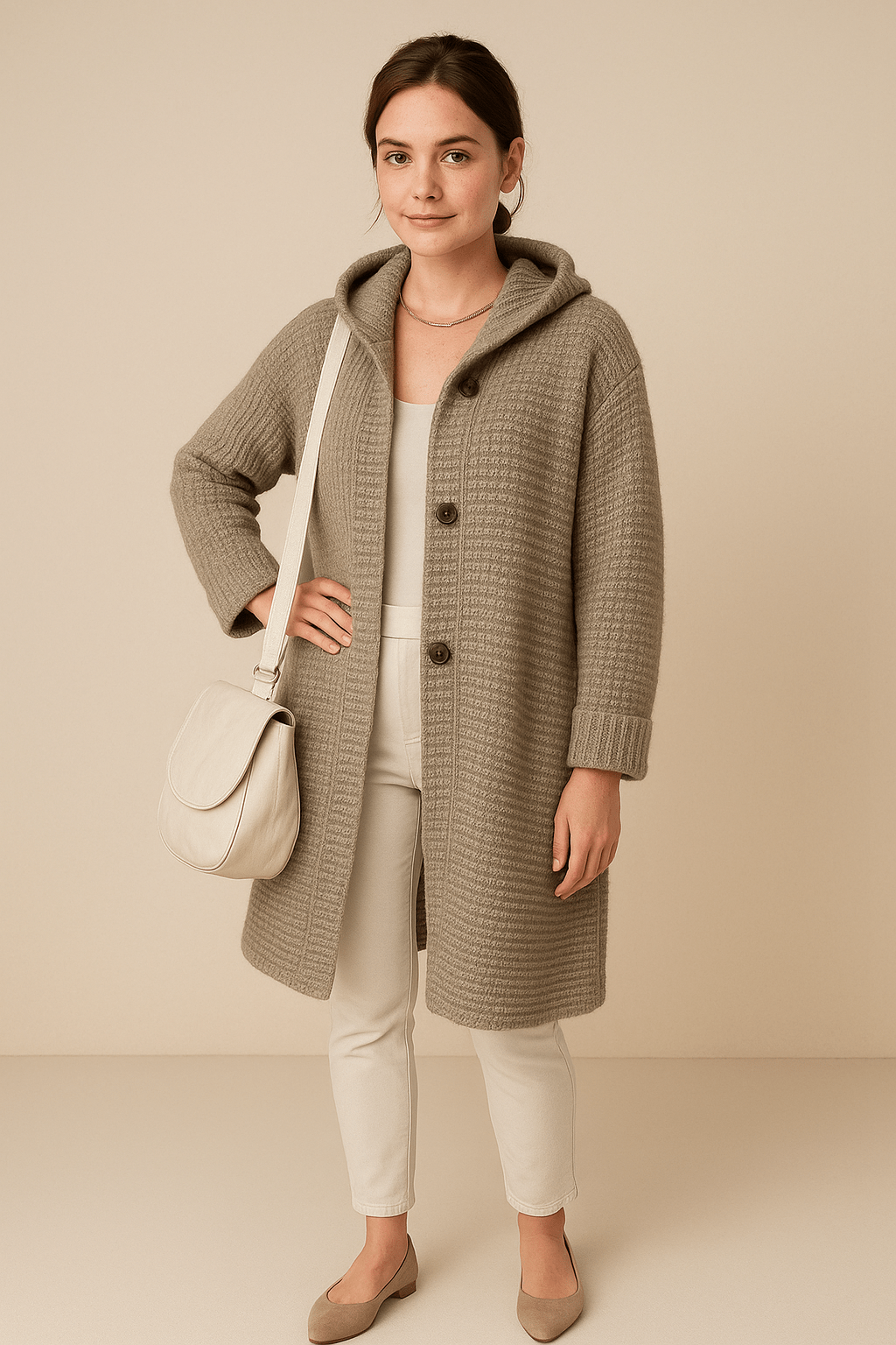 Ashford | Astrid – Women’s Hooded Longline Ribbed Knit Cardigan with Button Front - Ashford London Clothing