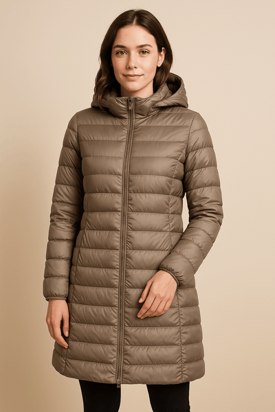 Ashford | Aubrey – Women’s Fitted Mid - Thigh Quilted Down Jacket with Hood - Ashford London Clothing
