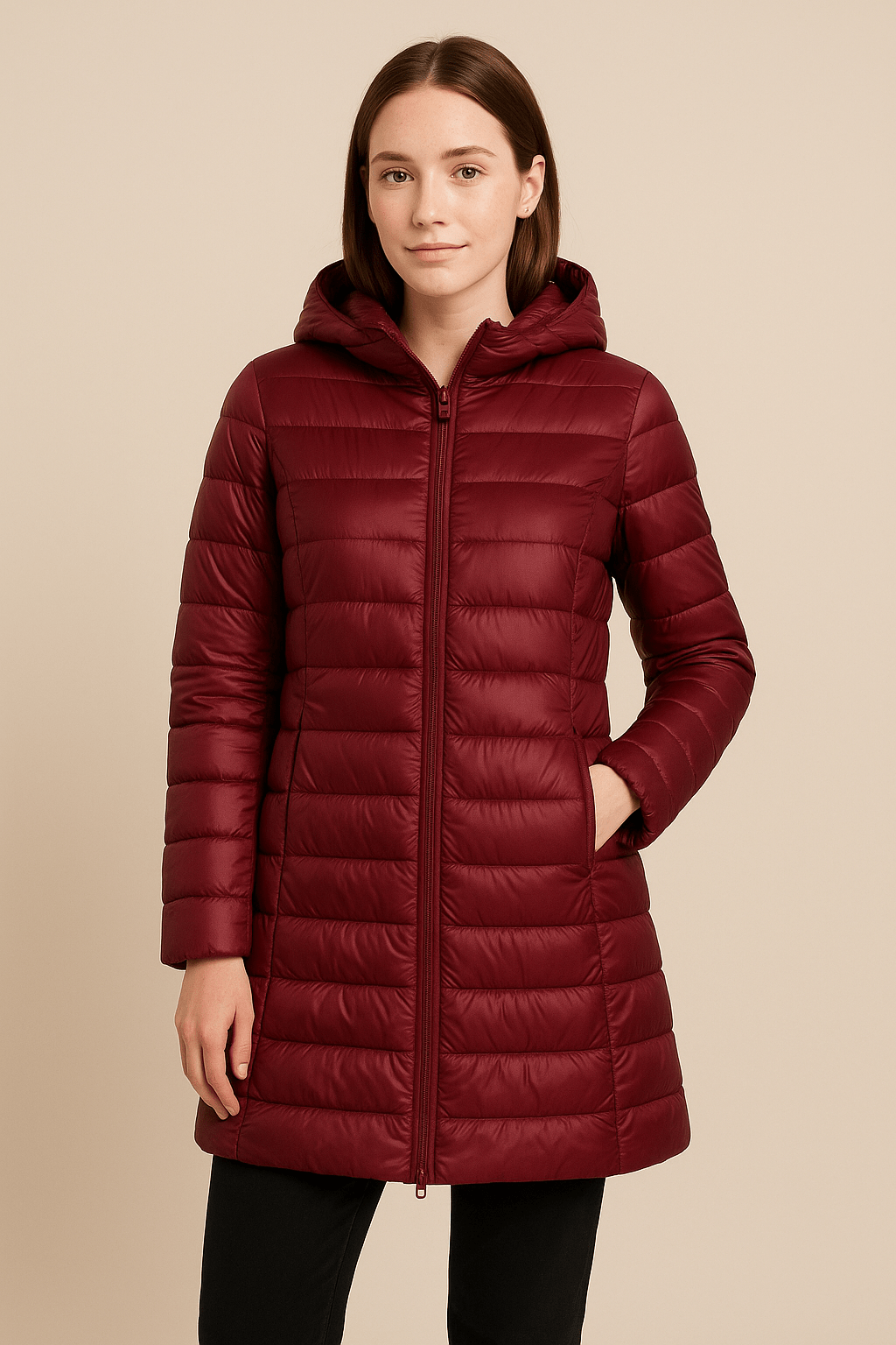 Ashford | Aubrey – Women’s Fitted Mid - Thigh Quilted Down Jacket with Hood - Ashford London Clothing