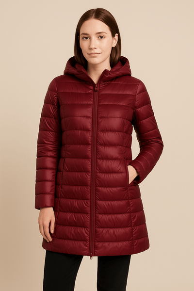 Ashford | Aubrey – Women’s Fitted Mid - Thigh Quilted Down Jacket with Hood - Ashford London Clothing