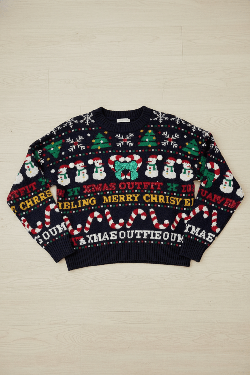 Ashford | Auri – Women’s Cropped Jacquard Knit Sweatshirt with Holiday Graphic - Ashford London Clothing