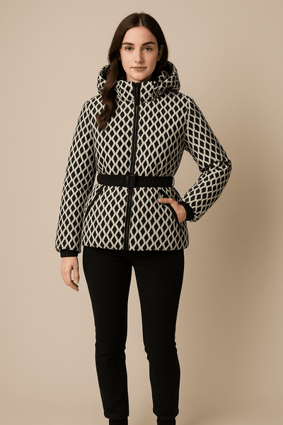 Ashford | Aurora – Women’s Quilted Insulated Puffer Jacket with Belted Waist & Hooded High Collar - Ashford London Clothing