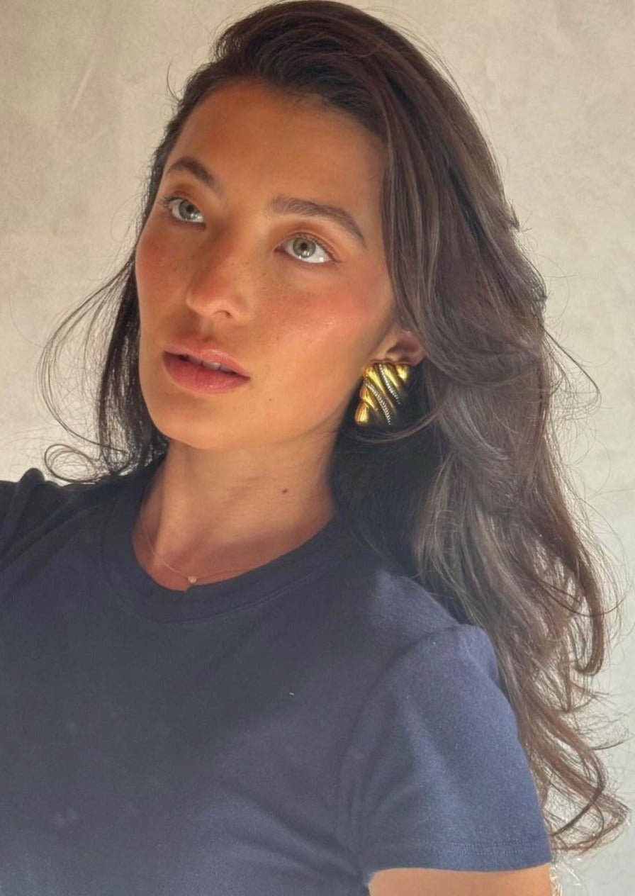 Ashford | Ava – Women’s Chunky Vintage Gold - Plated Earrings - Ashford London Clothing