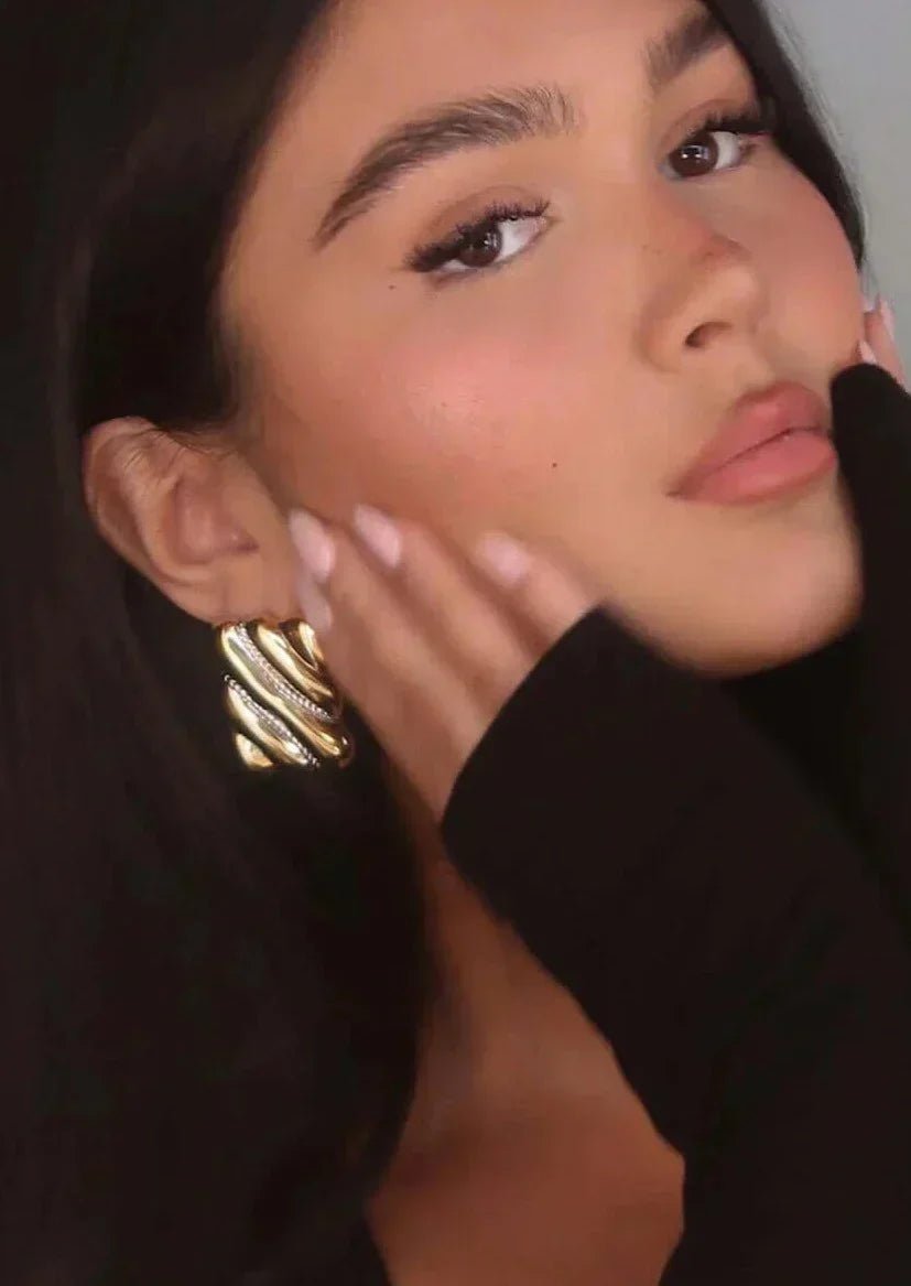 Ashford | Ava – Women’s Chunky Vintage Gold - Plated Earrings - Ashford London Clothing