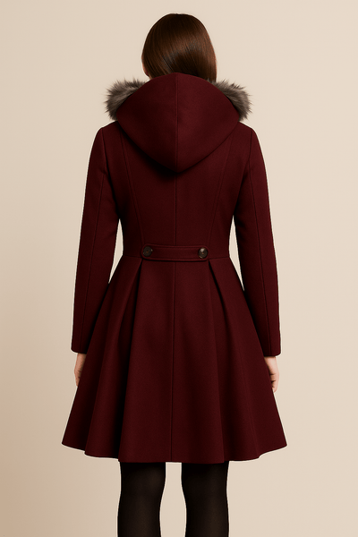 Ashford | Barbra – Women’s Double - Breasted Winter Coat with Fur Hood - Ashford London Clothing