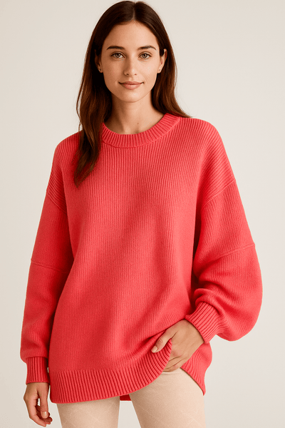 Ashford | Bella – Women’s Oversized Knit Sweater with Side Slits – Cotton Blend - Ashford London Clothing