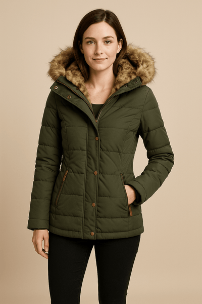 Ashford | Blake – Women’s Fitted Quilted Puffer Jacket with Faux Fur Hood - Ashford London Clothing