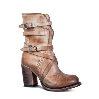 Ashford | Brienna – Women’s Distressed Leather Ankle Boots with Buckles & Chunky Heel - Ashford London Clothing