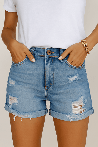 Ashford | Celine Cool Denim Shorts with Fringes - Ashford London Clothing
