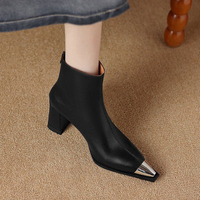 Ashford | Celine – Women’s Ankle Boots with Metallic Cap & Polished Leather Finish - Ashford London Clothing