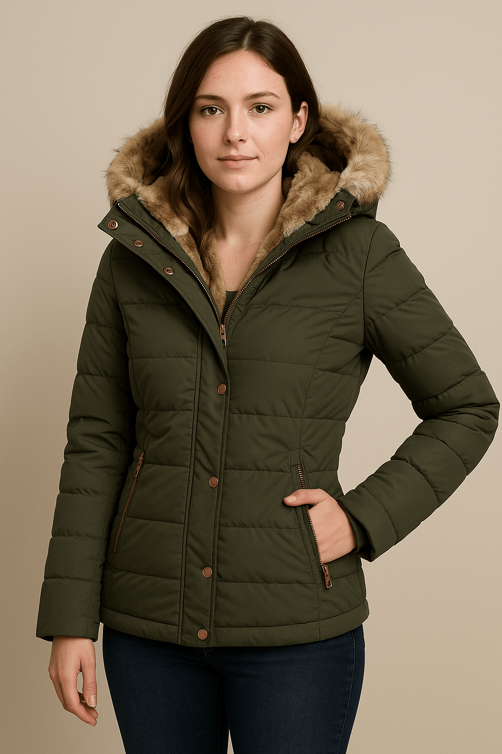 Ashford | Colleen – Women’s Down Puffer Jacket with Faux Fur Hood - Ashford London Clothing