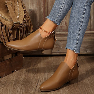 Ashford | Coralie – Women’s PU Leather Ankle Boots with Back Zip & Pointed Toe - Ashford London Clothing