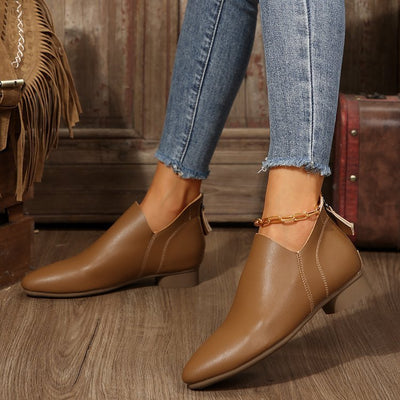 Ashford | Coralie – Women’s PU Leather Ankle Boots with Back Zip & Pointed Toe - Ashford London Clothing