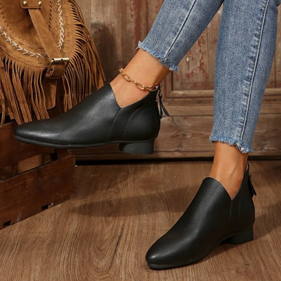 Ashford | Coralie – Women’s PU Leather Ankle Boots with Back Zip & Pointed Toe - Ashford London Clothing