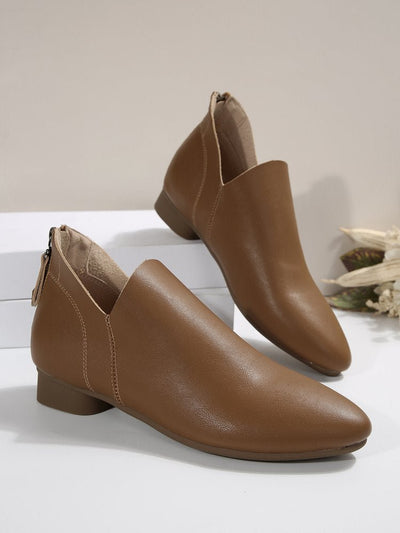 Ashford | Coralie – Women’s PU Leather Ankle Boots with Back Zip & Pointed Toe - Ashford London Clothing